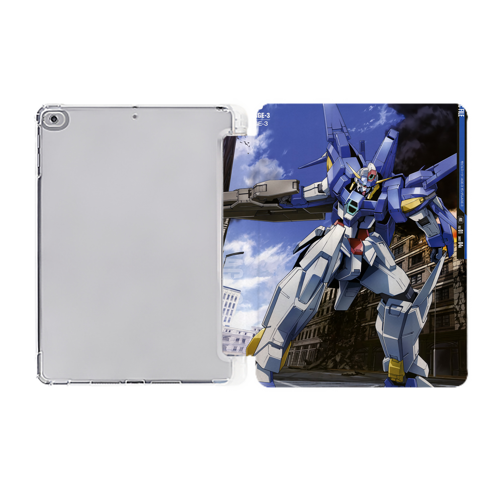 （画像用） 機動戦士ガンダム Mobile Suit Gundam IPad ケース ペン収納付き 三つ折りスタンド PUレザー×シリコン 対応機種9.5/10.5/10.9インチ